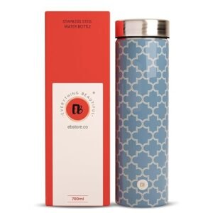 Water Bottle Leakproof  Home Refrigerator Bottles (750ml, Smooth Grey Moroccan, Pack of 1)