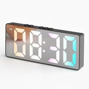 jomparis Digital Alarm Clock, Bedside Clock with Led Screen for Bedroom/Students USB Charging Battery Backup