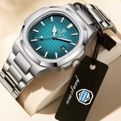 2024 New PENGAGAR Luxury Watch Business Waterproof Male Clock Luminous Date Stainless Steel Square Quartz Men Watch